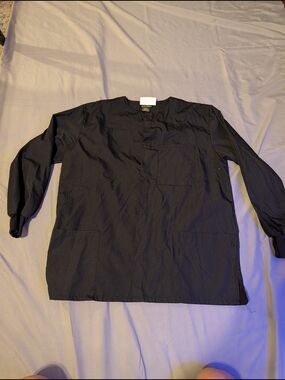 Black Women's Lightweight Work Jacket Scrub Top